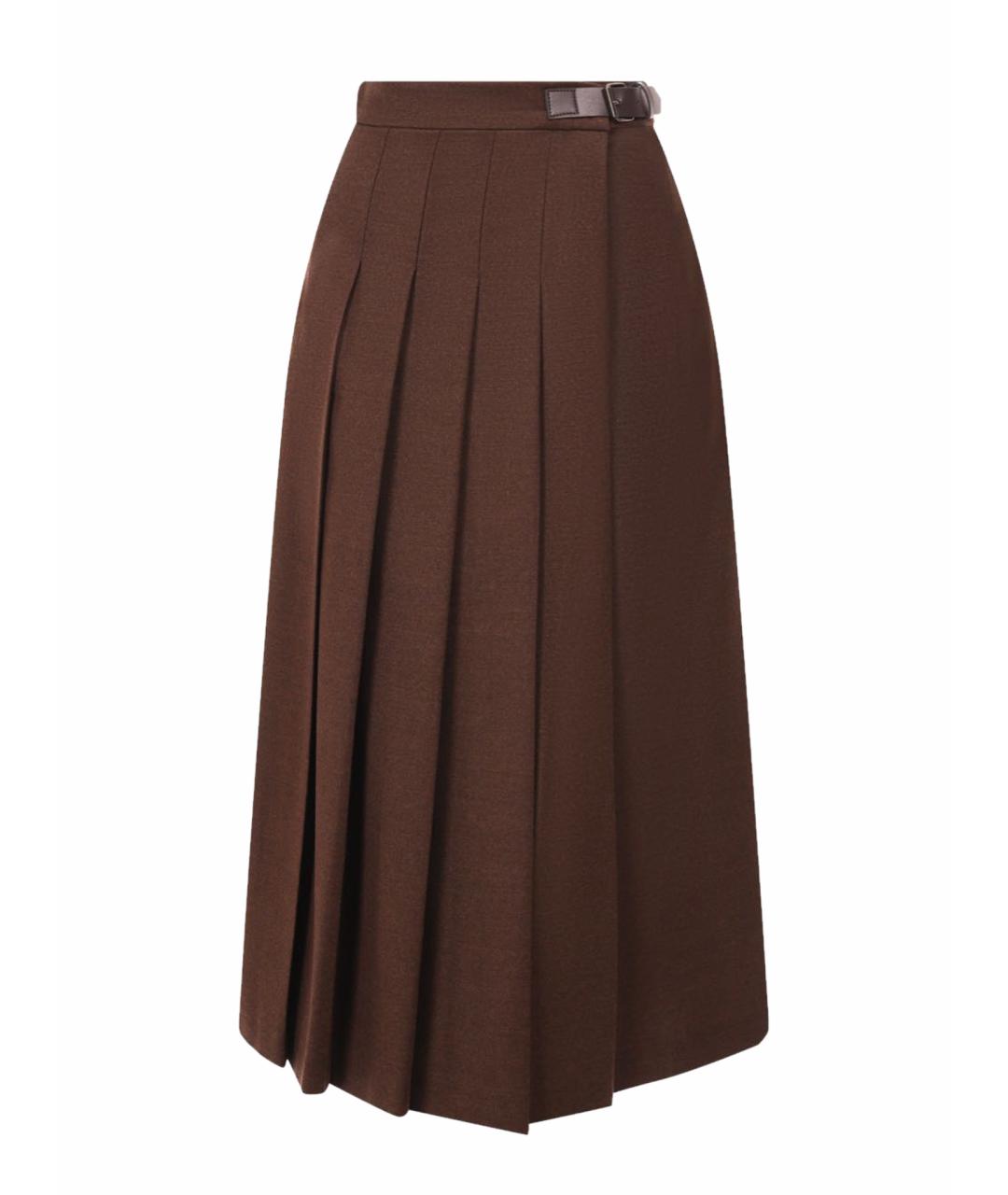 WEEKEND MAX MARA Коричневая шерстяная юбка миди, фото 1