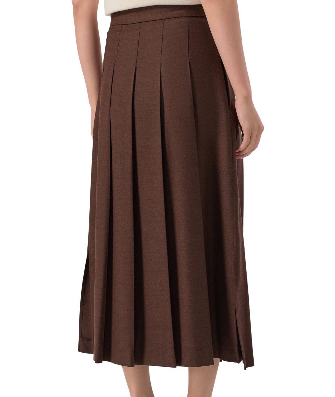 WEEKEND MAX MARA Коричневая шерстяная юбка миди, фото 2