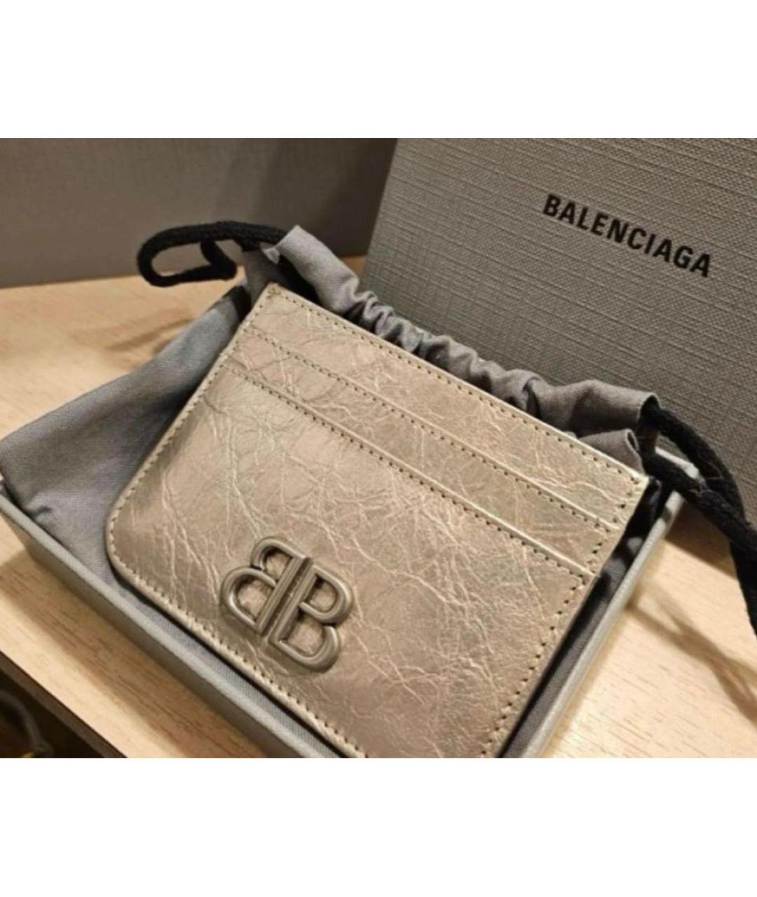 BALENCIAGA Золотой кожаный кардхолдер, фото 2