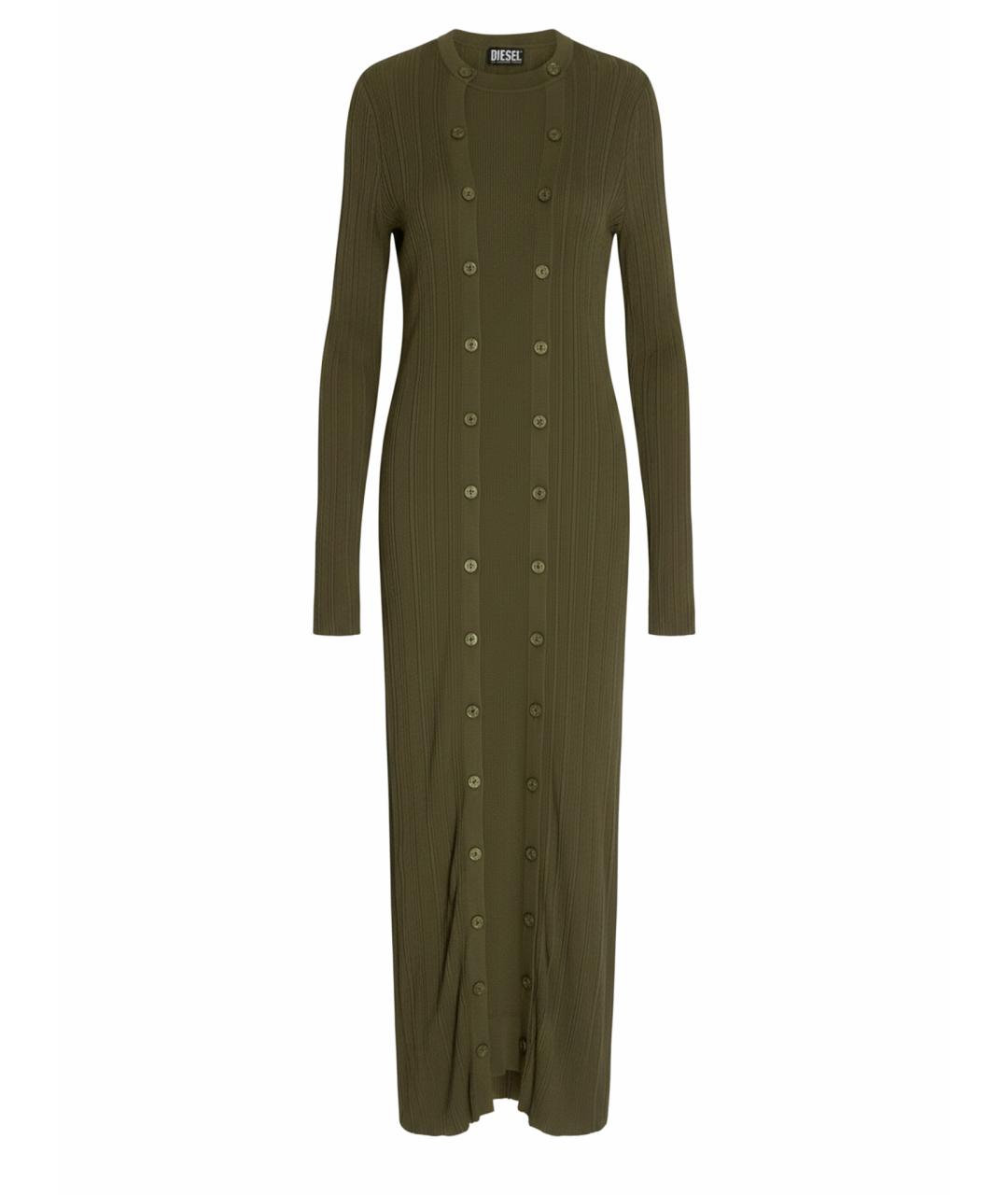 DIESEL Хаки хлопко-эластановое повседневное платье, фото 1