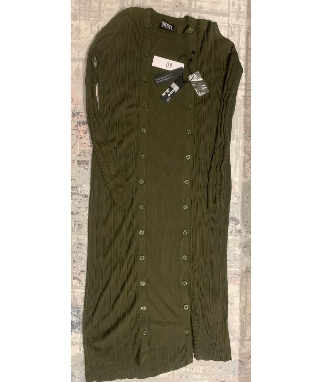 DIESEL Хаки хлопко-эластановое повседневное платье, фото 6