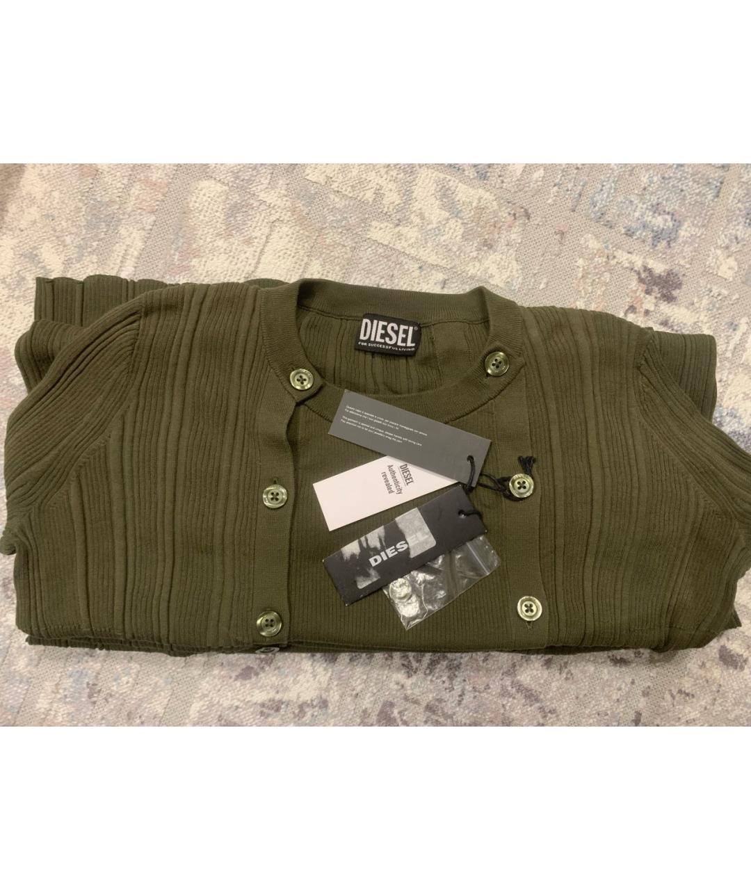 DIESEL Хаки хлопко-эластановое повседневное платье, фото 3