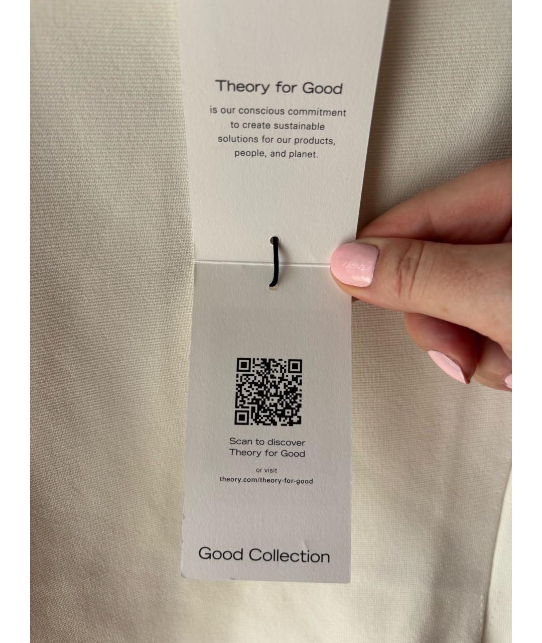 THEORY Белая вискозная майка, фото 5