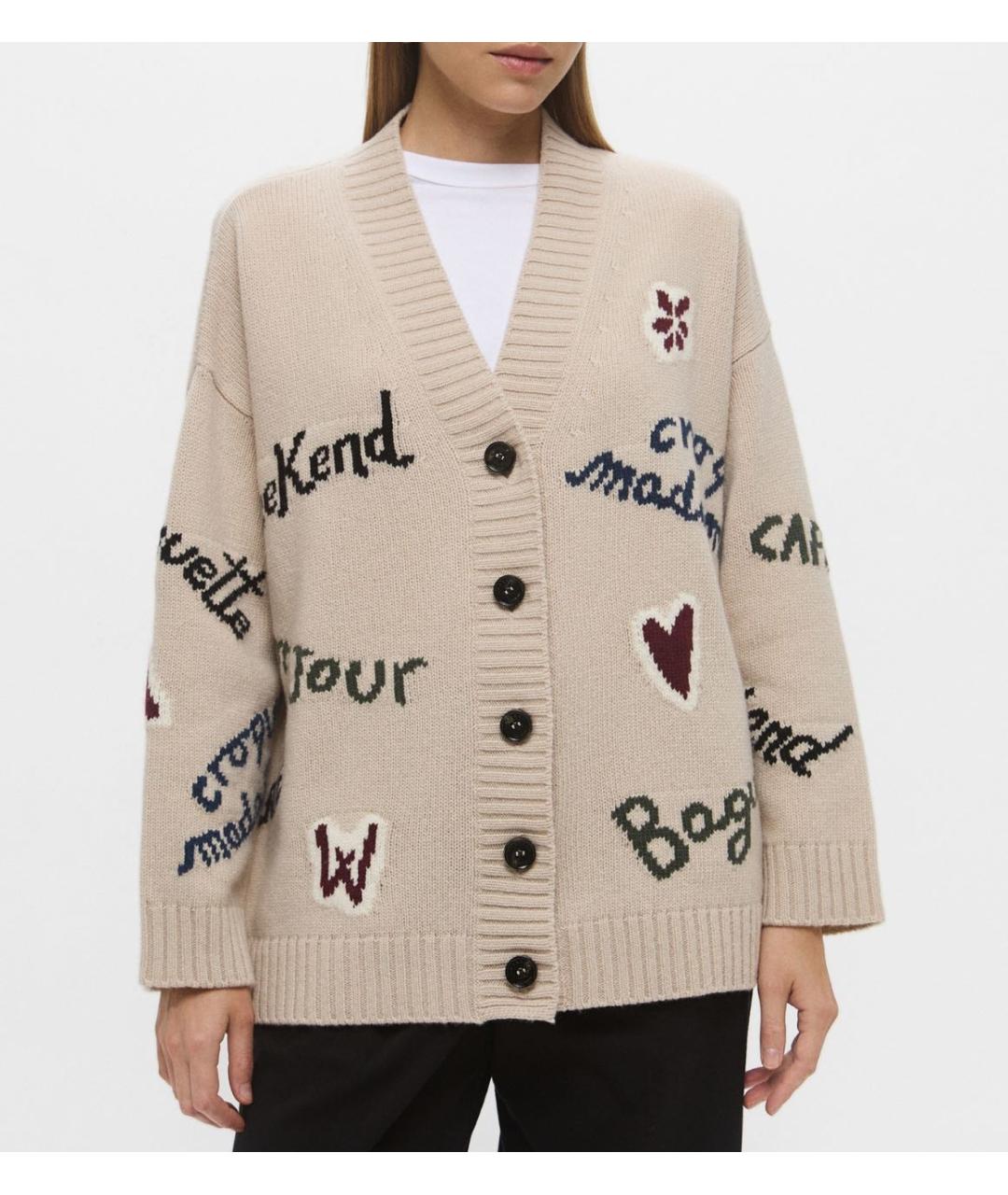 WEEKEND MAX MARA Бежевый шерстяной кардиган, фото 5