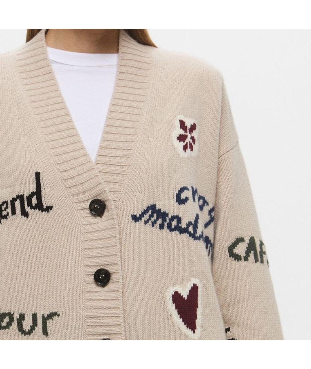 WEEKEND MAX MARA Бежевый шерстяной кардиган, фото 7