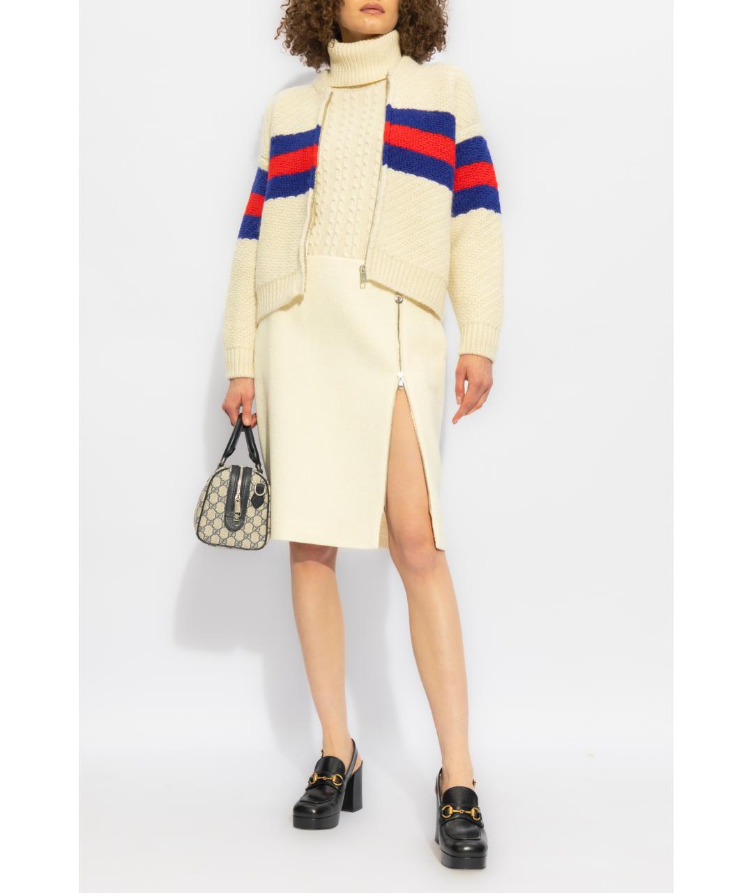 GUCCI Бежевая шерстяная юбка миди, фото 2