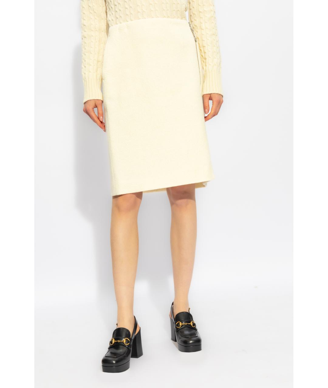 GUCCI Бежевая шерстяная юбка миди, фото 3
