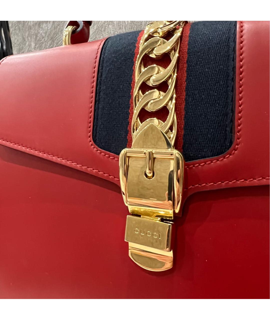 GUCCI Красная кожаная сумка через плечо, фото 2