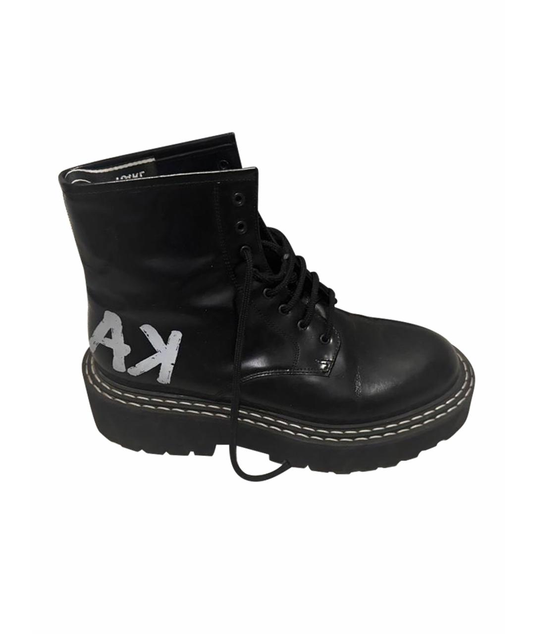 KARL LAGERFELD Черные кожаные ботинки, фото 1