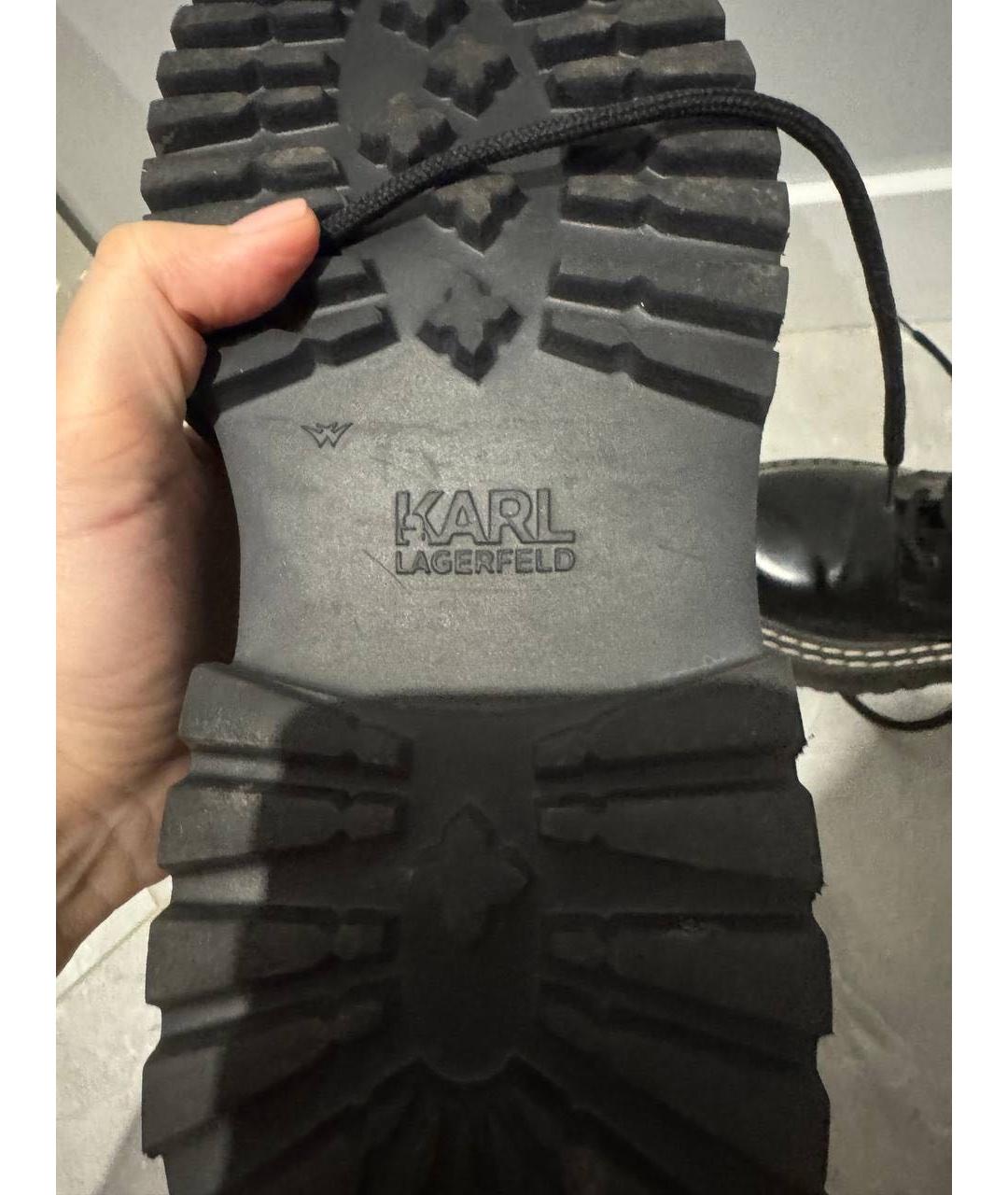 KARL LAGERFELD Черные кожаные ботинки, фото 3