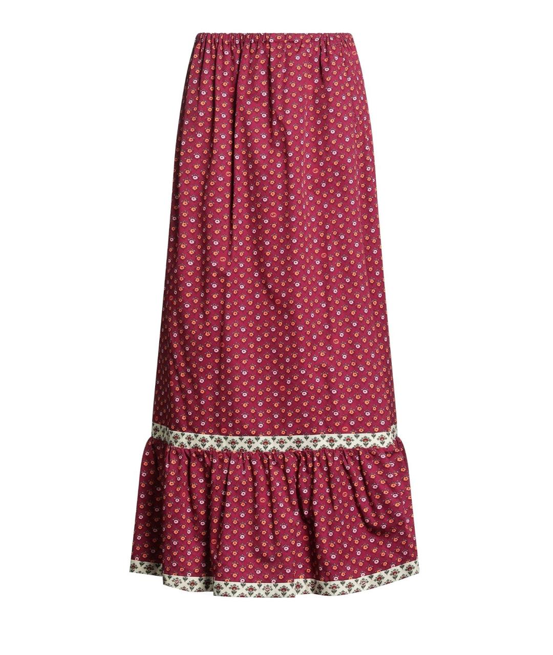 GUCCI Бордовая хлопковая юбка миди, фото 4