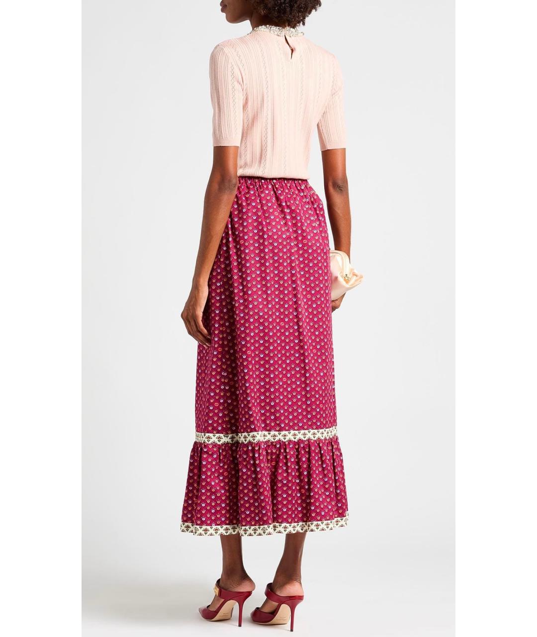 GUCCI Бордовая хлопковая юбка миди, фото 3