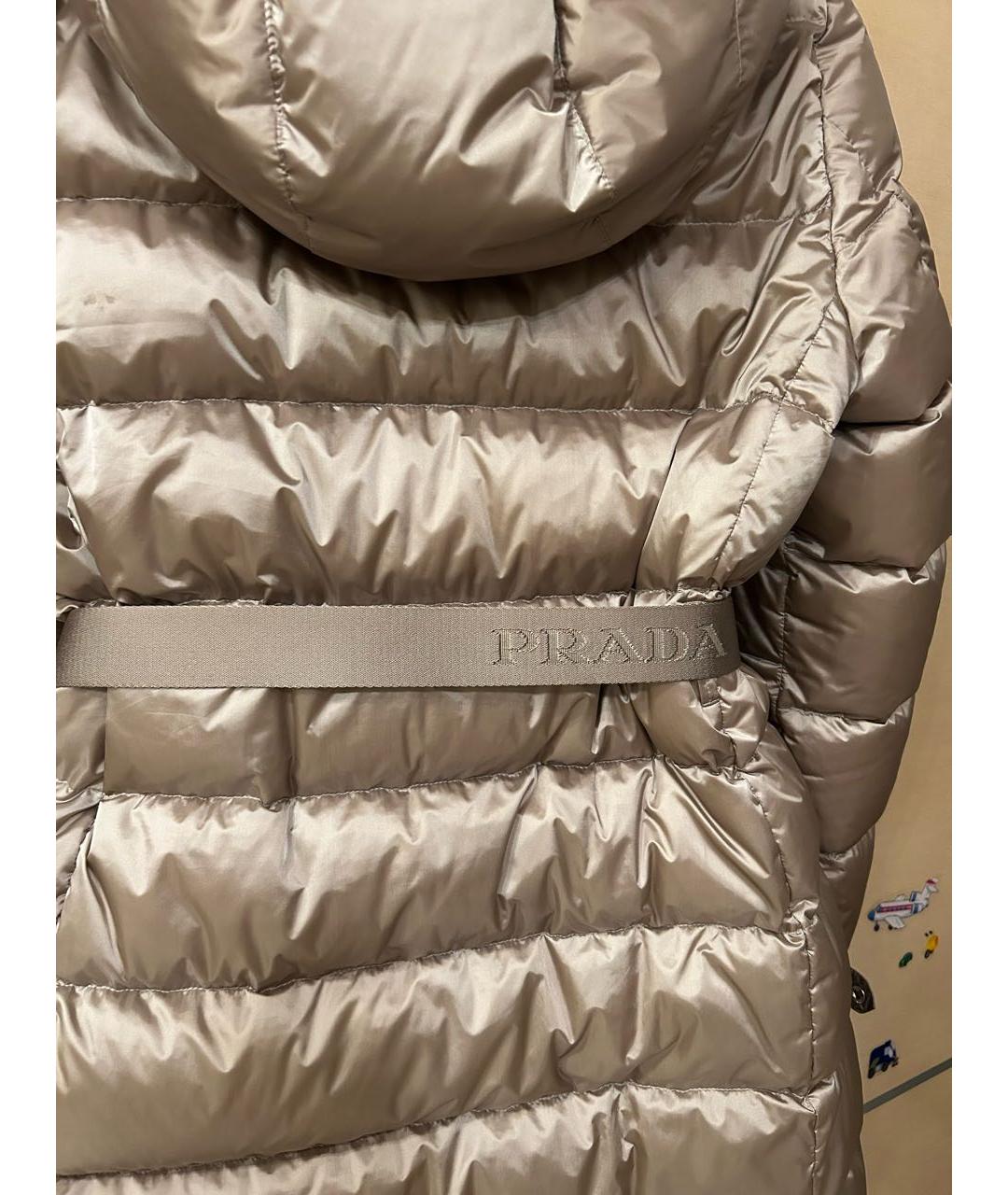 PRADA Бежевый полиэстеровый пуховик, фото 4