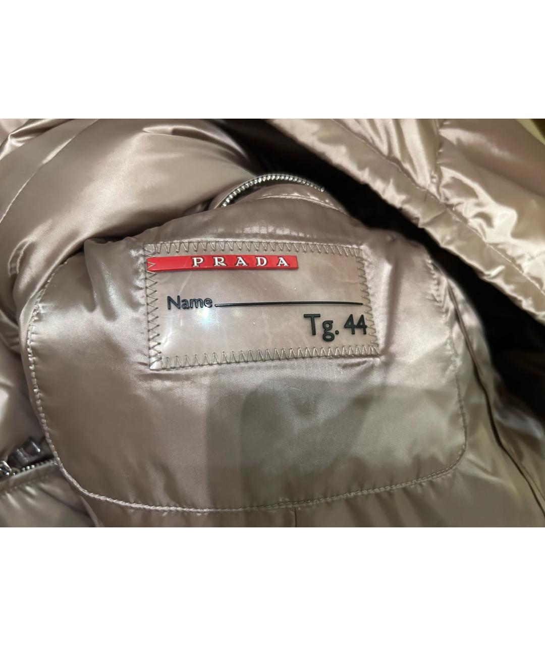 PRADA Бежевый полиэстеровый пуховик, фото 6