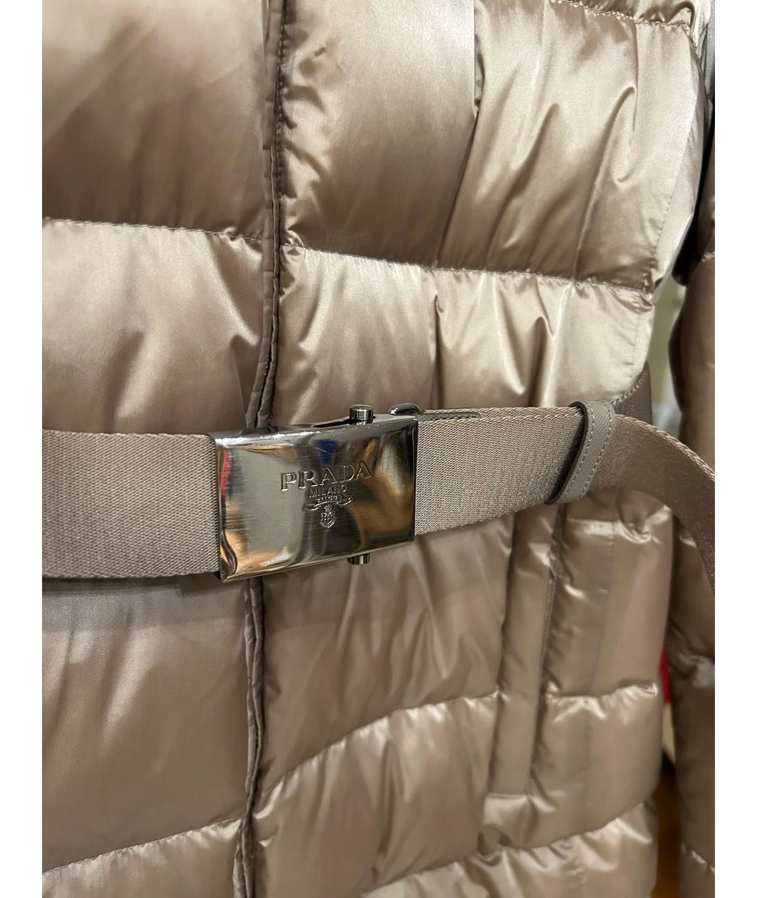 PRADA Бежевый полиэстеровый пуховик, фото 3