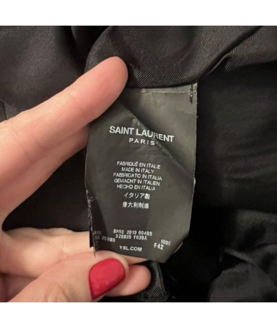 SAINT LAURENT Черная шерстяная юбка мини, фото 4