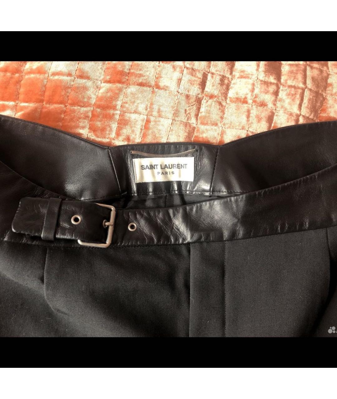 SAINT LAURENT Черная шерстяная юбка мини, фото 3