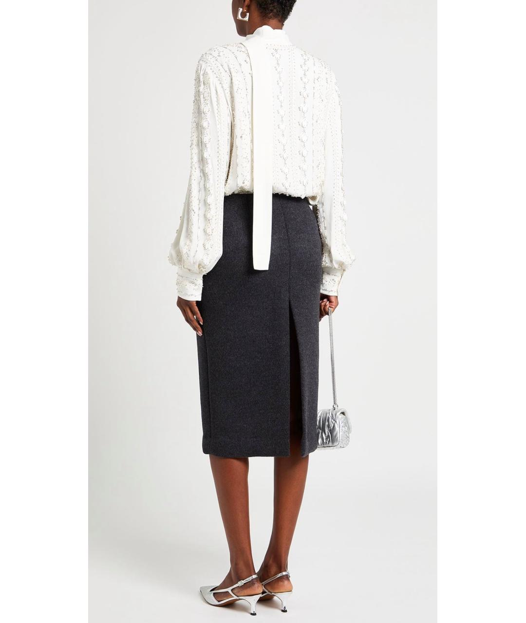 GUCCI Серая шерстяная юбка миди, фото 3