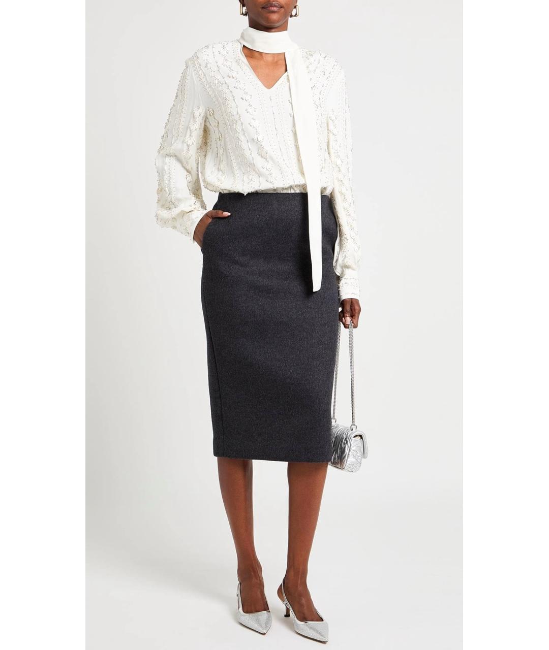 GUCCI Серая шерстяная юбка миди, фото 2