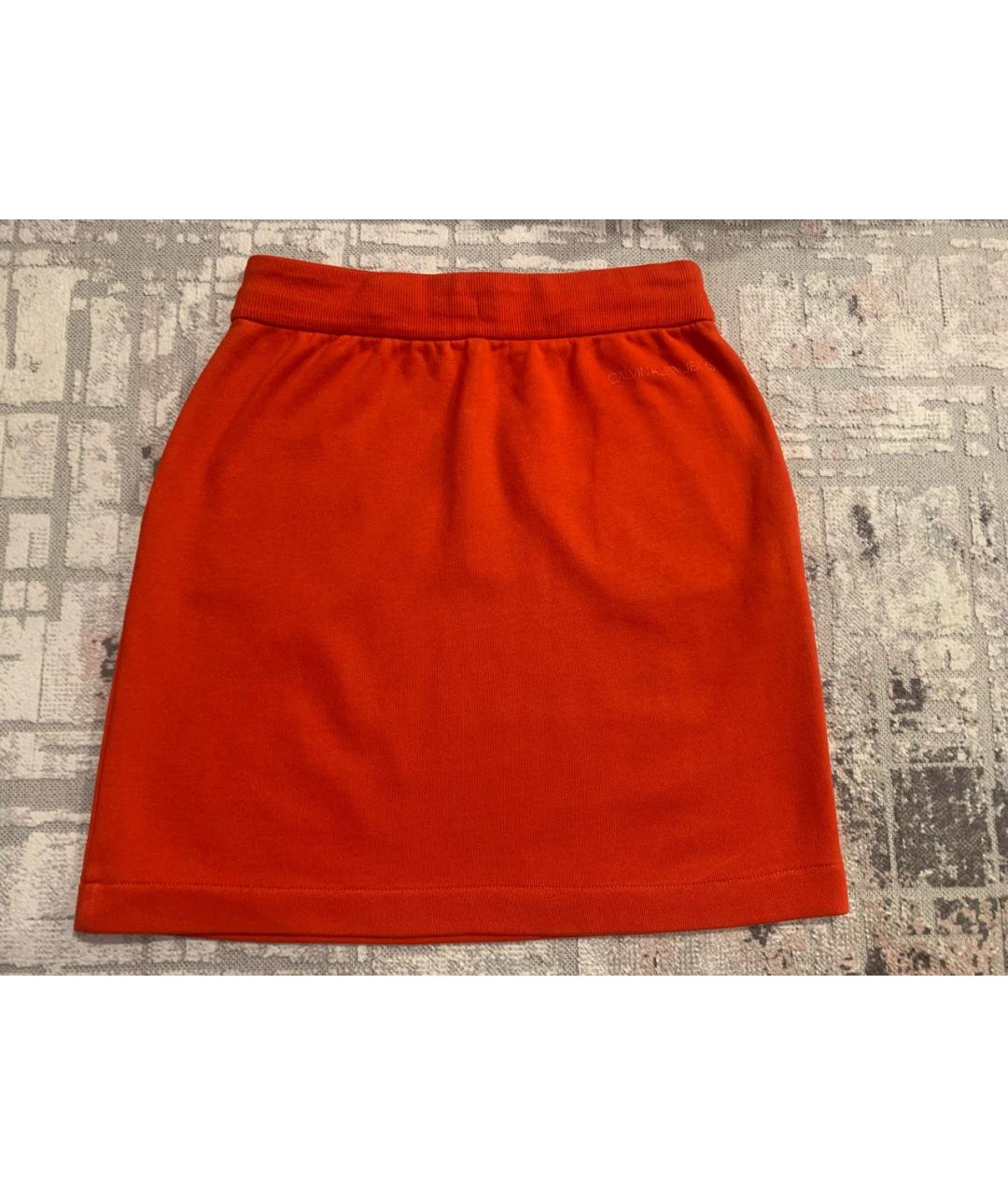CALVIN KLEIN Красная хлопковая юбка мини, фото 2