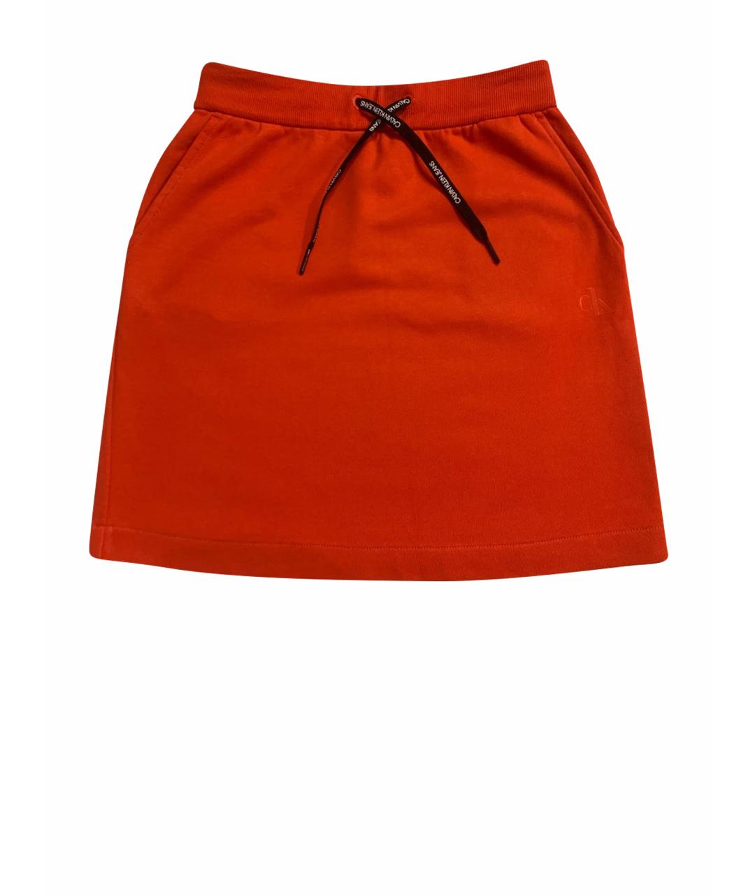 CALVIN KLEIN Красная хлопковая юбка мини, фото 1