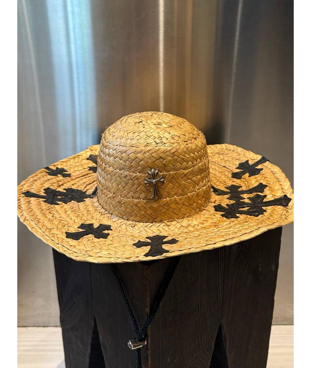 CHROME HEARTS Бежевая соломенная шляпа, фото 3