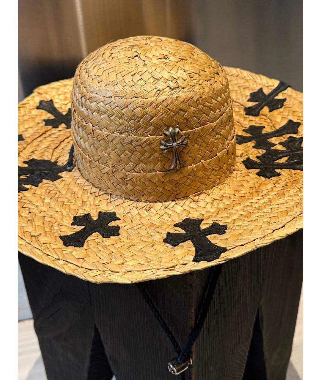 CHROME HEARTS Бежевая соломенная шляпа, фото 2