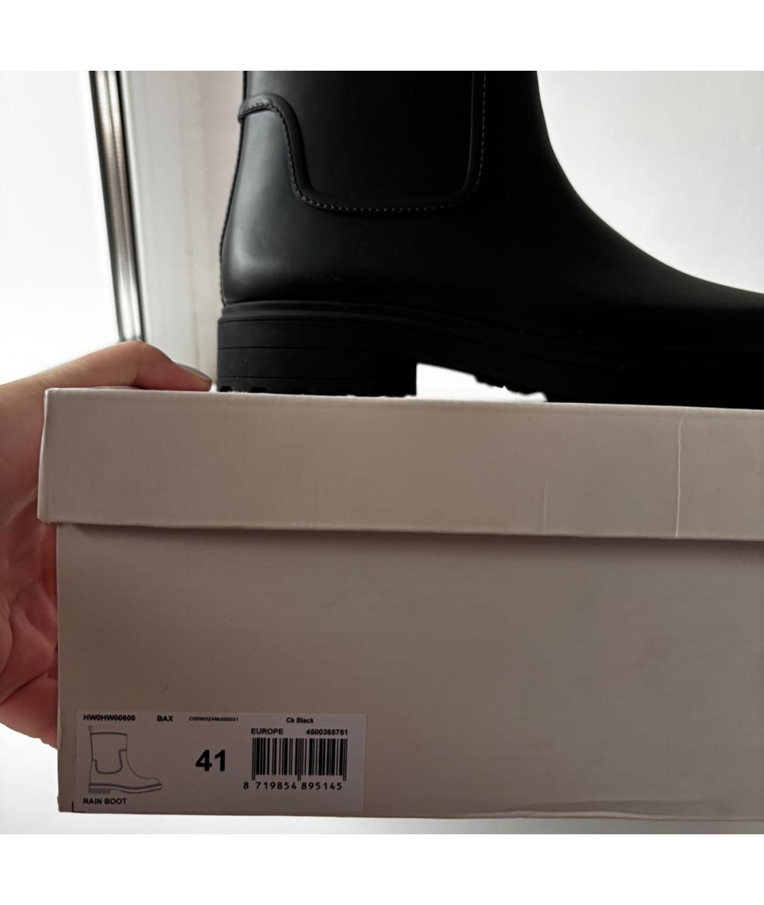 CALVIN KLEIN Черные резиновые полусапоги, фото 5