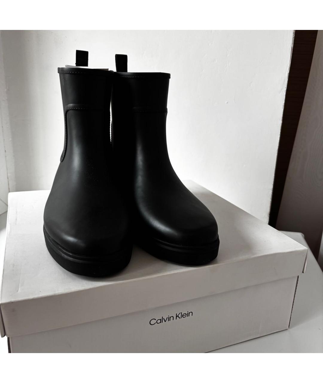 CALVIN KLEIN Черные резиновые полусапоги, фото 2