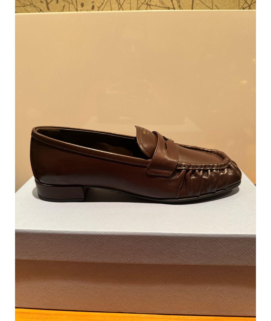 PRADA Коричневые кожаные лоферы, фото 8