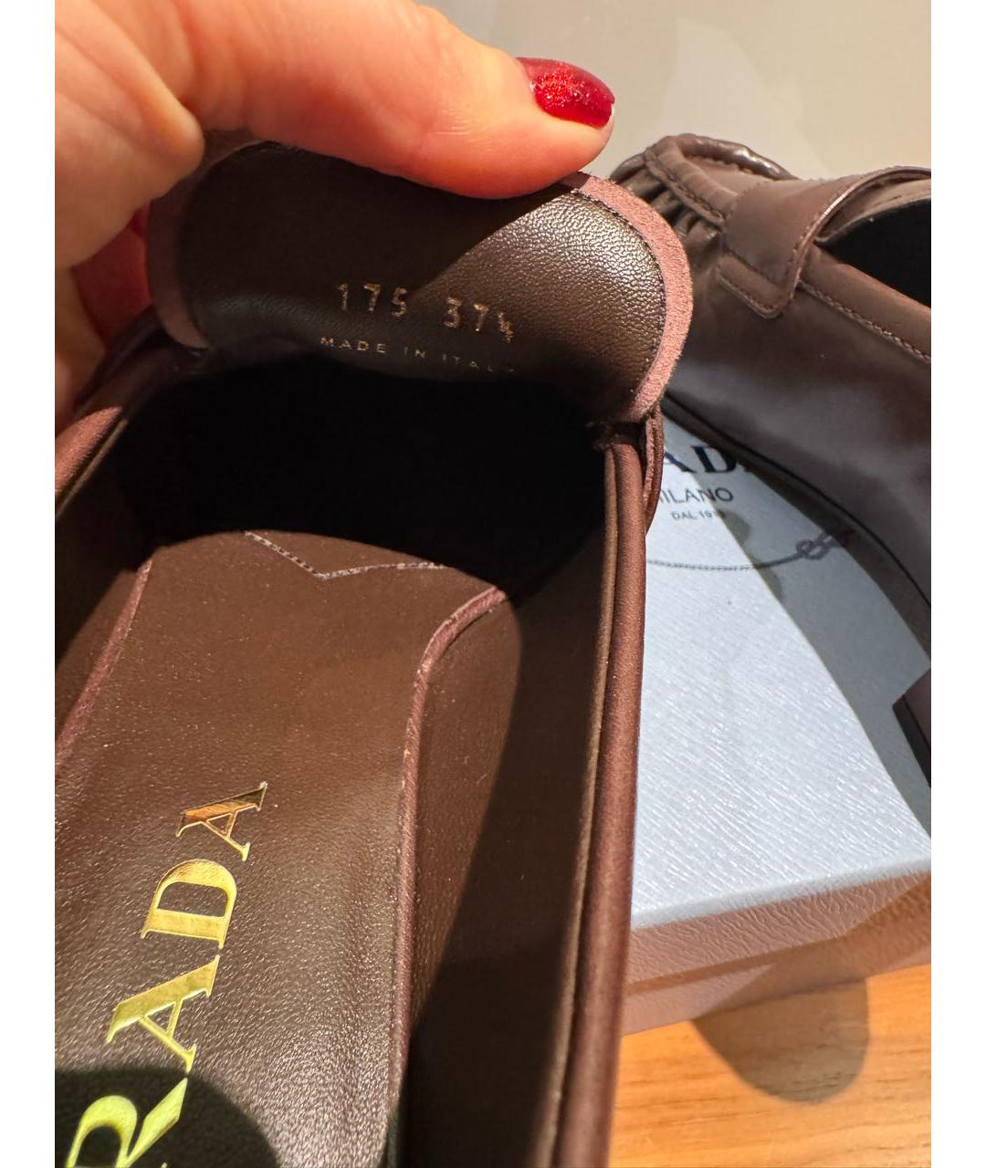 PRADA Коричневые кожаные лоферы, фото 5