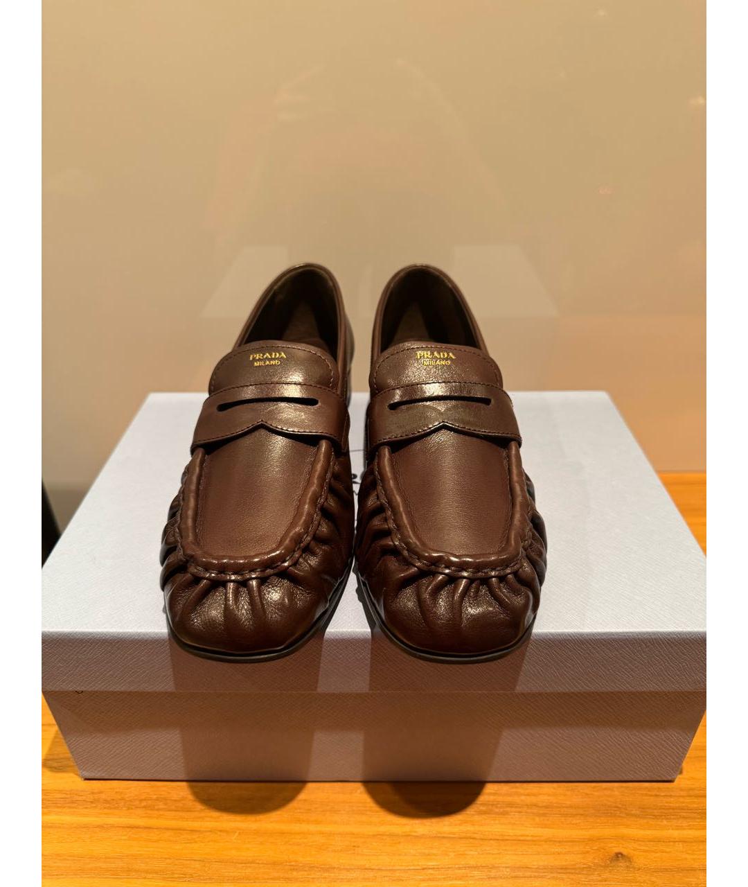 PRADA Коричневые кожаные лоферы, фото 2