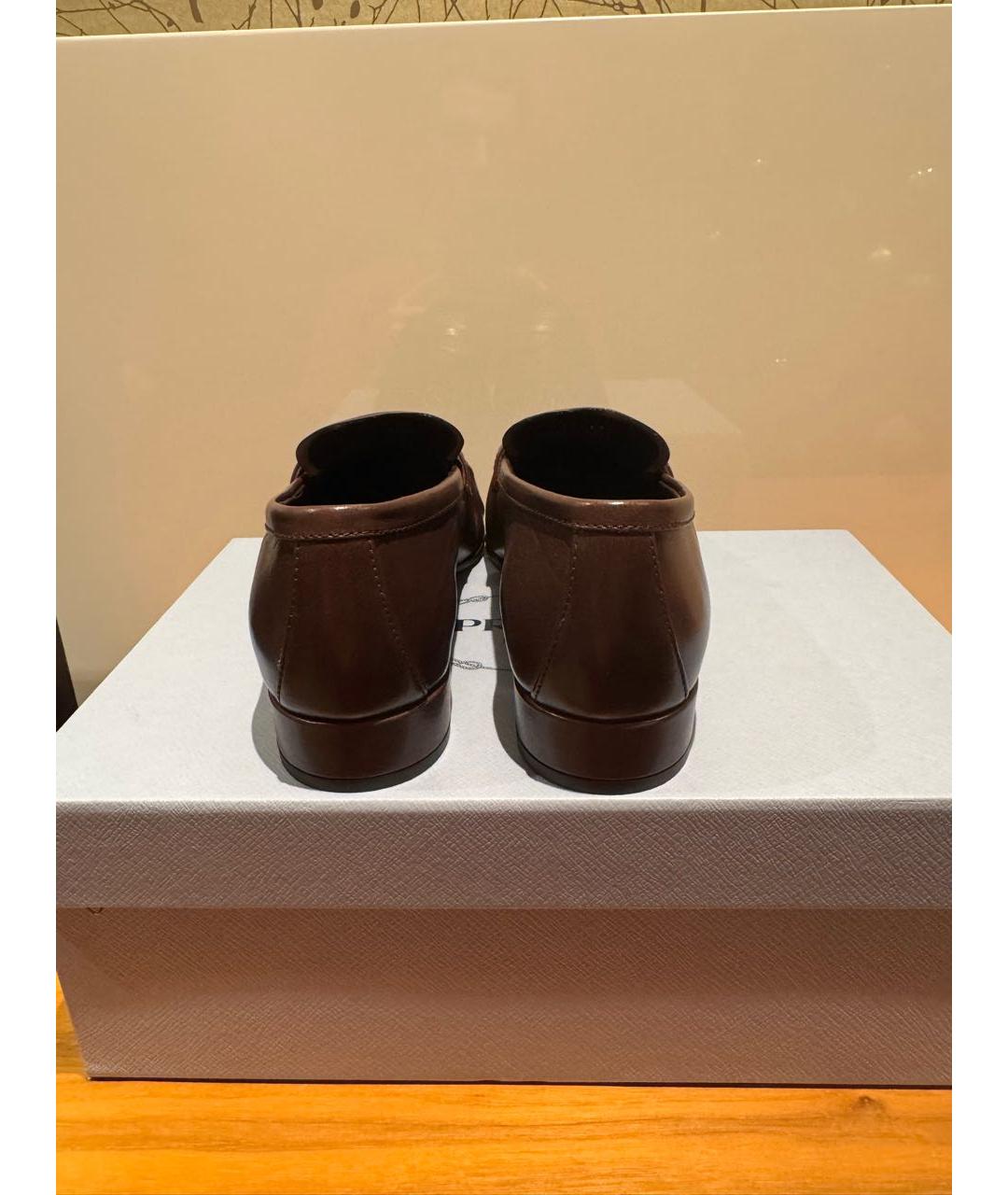 PRADA Коричневые кожаные лоферы, фото 3
