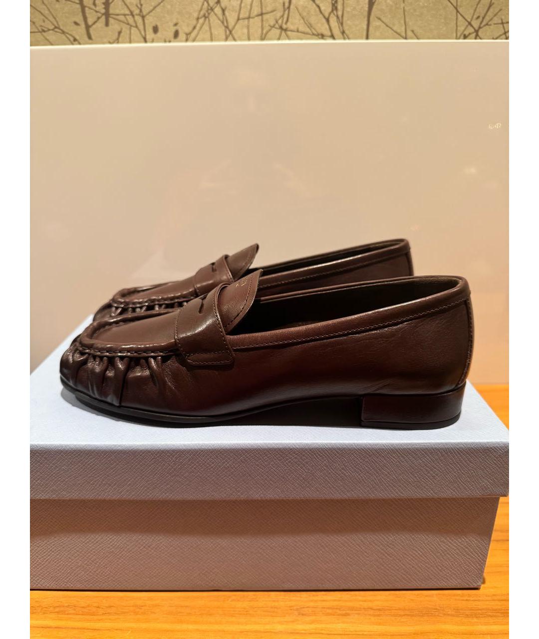PRADA Коричневые кожаные лоферы, фото 4