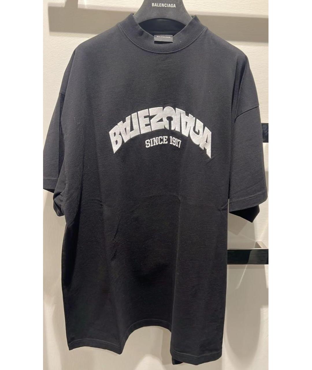 BALENCIAGA Черная хлопковая футболка, фото 5