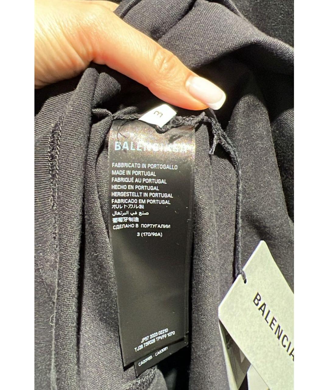 BALENCIAGA Черная хлопковая футболка, фото 3