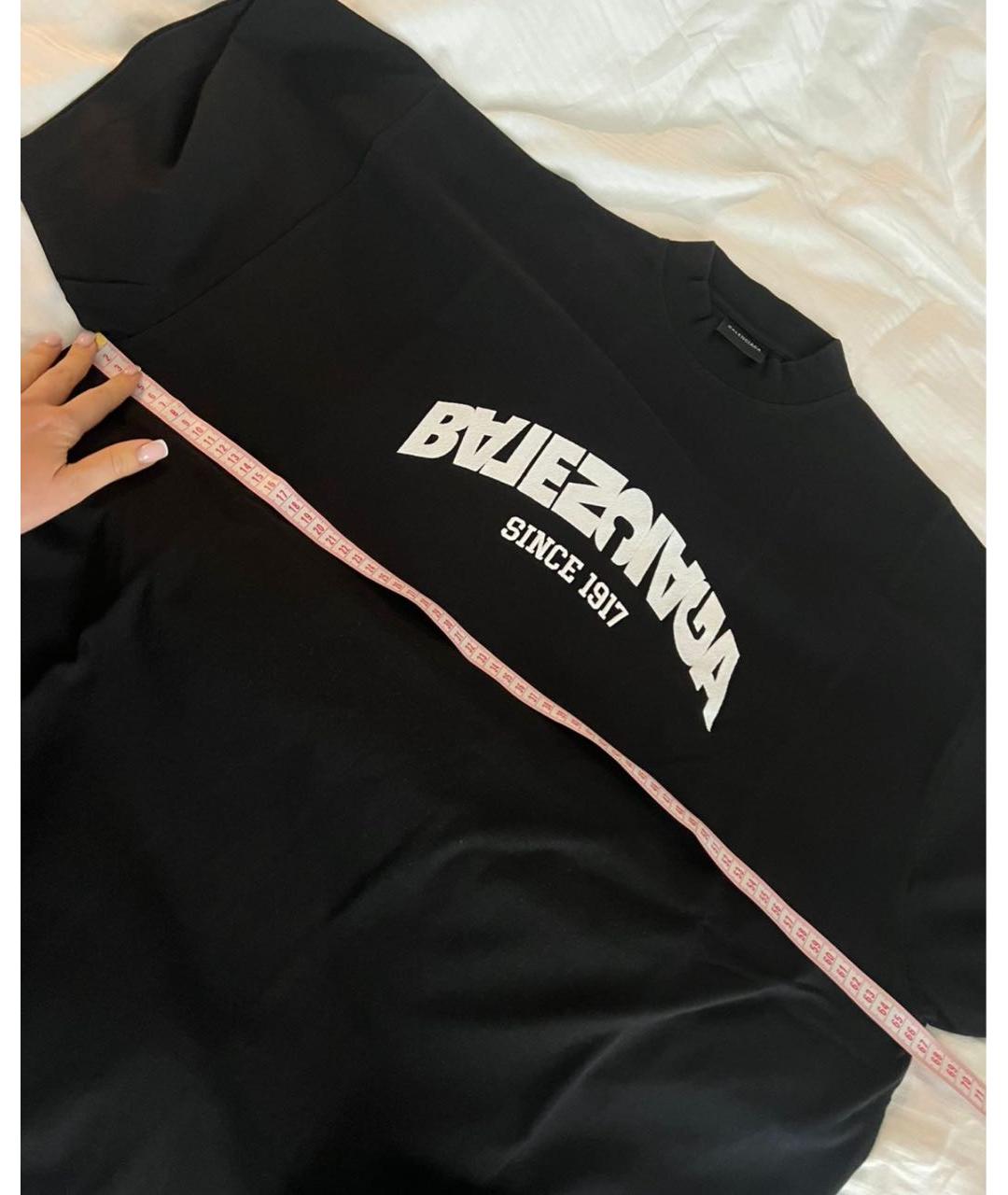 BALENCIAGA Черная хлопковая футболка, фото 4
