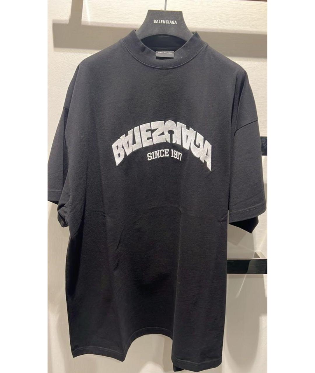 BALENCIAGA Черная хлопковая футболка, фото 5