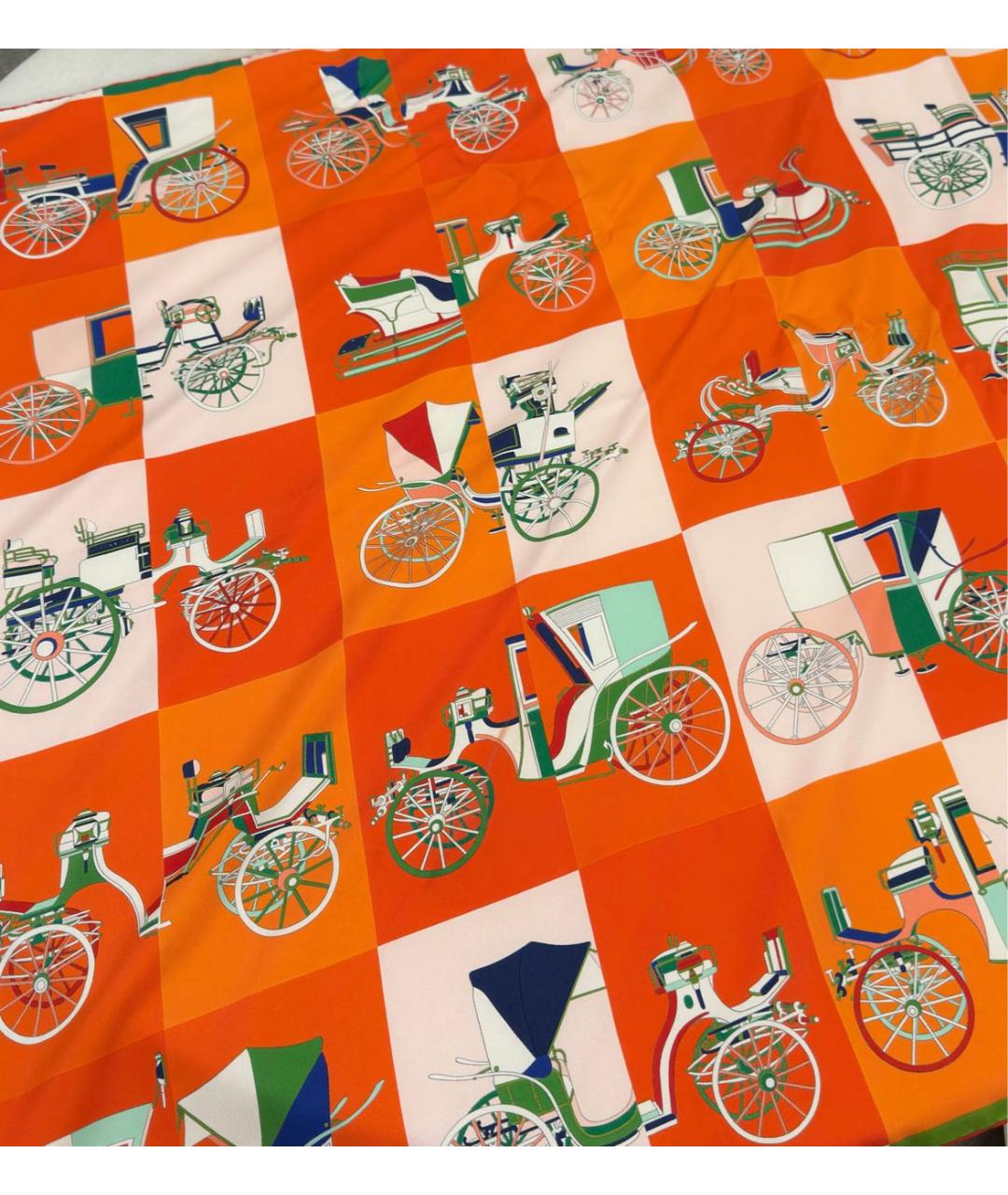 HERMES Оранжевый шелковый шарф, фото 4