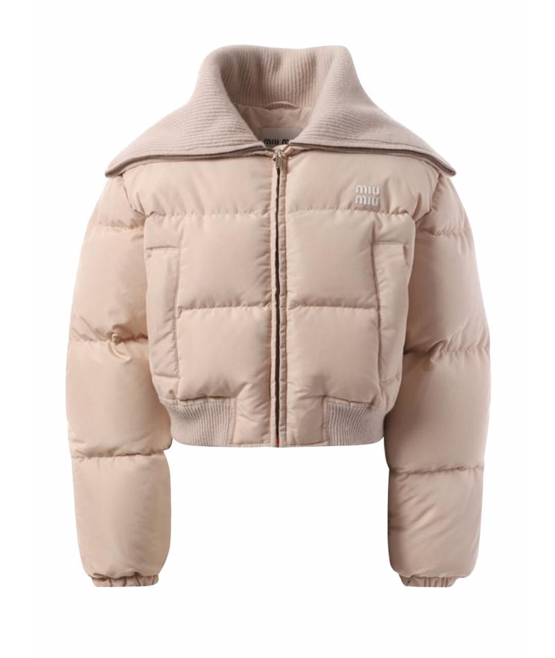 MIU MIU Бежевая полиэстеровая куртка, фото 1