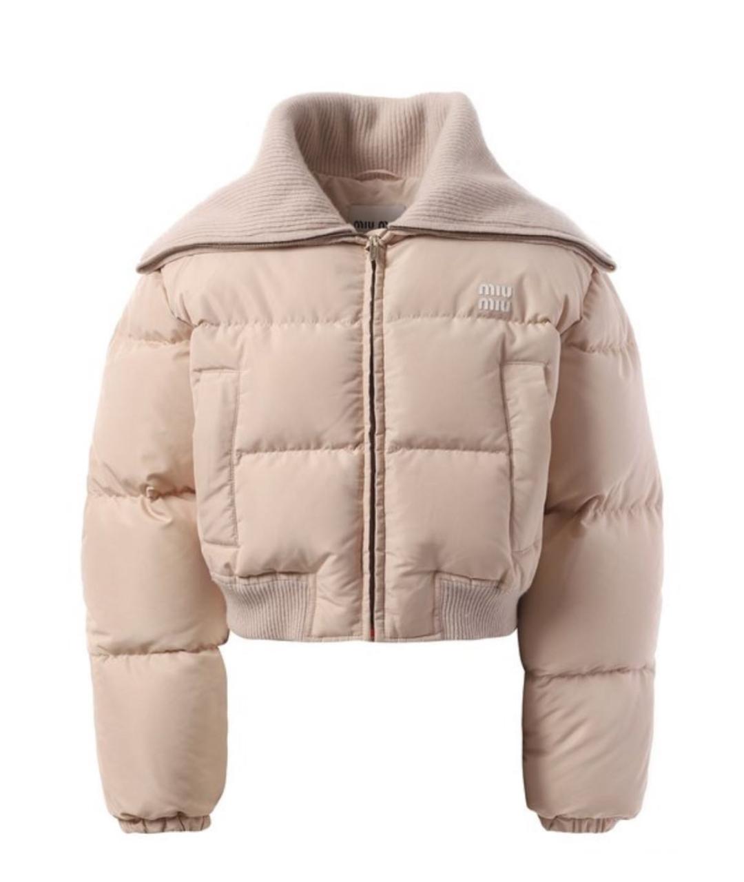 MIU MIU Бежевая полиэстеровая куртка, фото 4