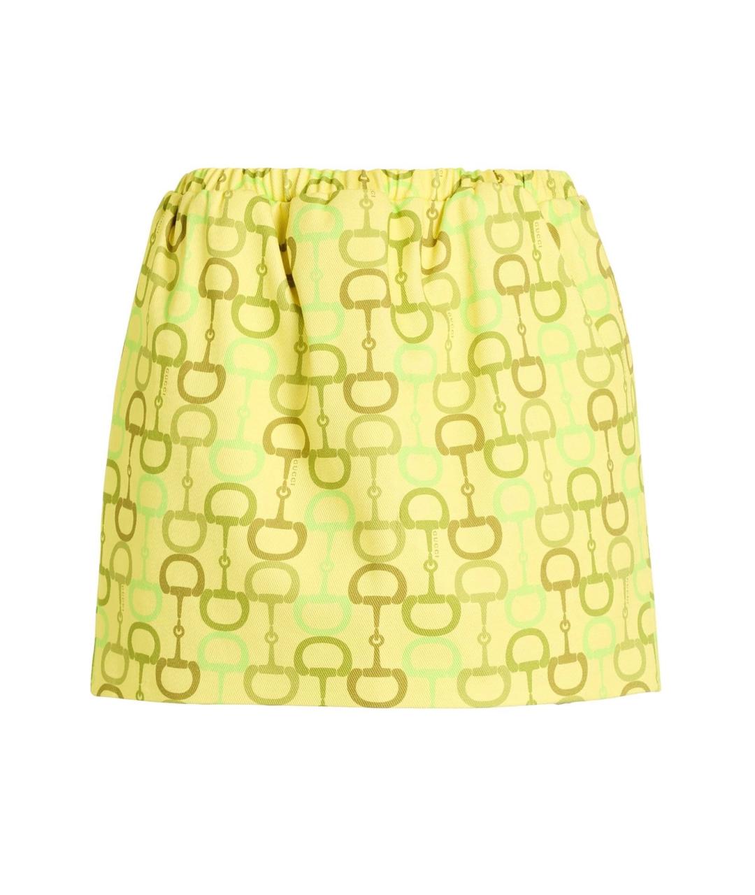 GUCCI Желтая хлопковая юбка мини, фото 7
