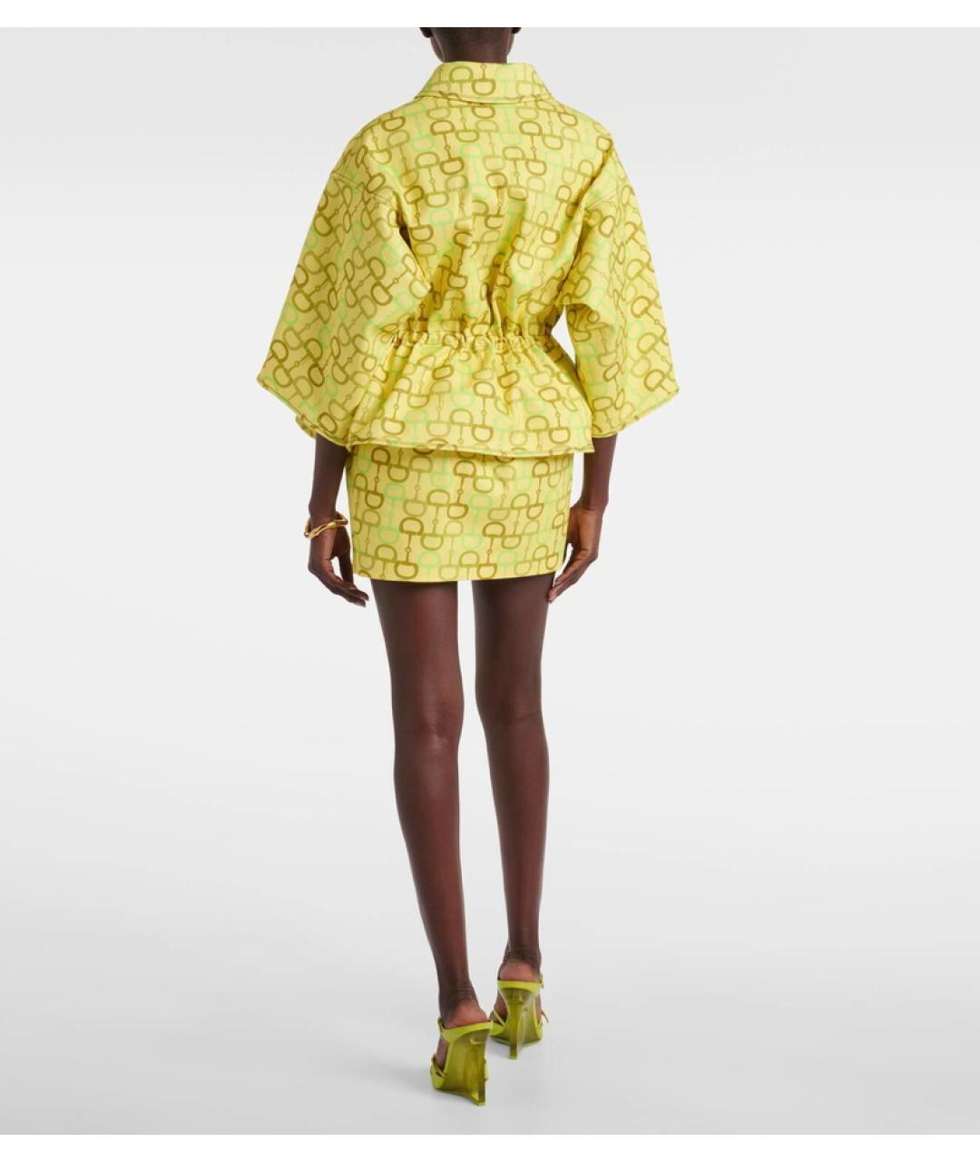 GUCCI Желтая хлопковая юбка мини, фото 5