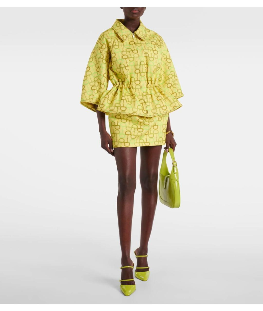 GUCCI Желтая хлопковая юбка мини, фото 4