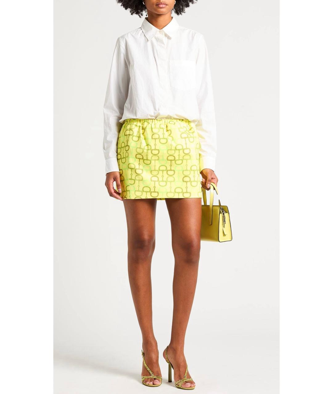 GUCCI Желтая хлопковая юбка мини, фото 2