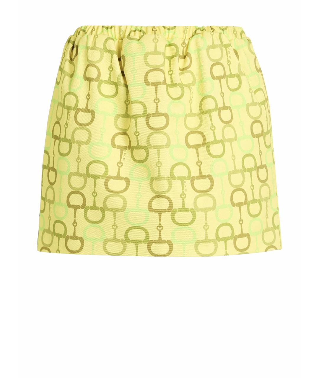 GUCCI Желтая хлопковая юбка мини, фото 1