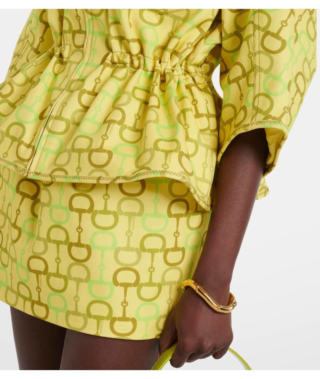 GUCCI Желтая хлопковая юбка мини, фото 6