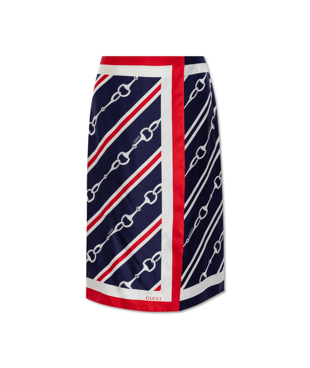 GUCCI Темно-синяя шелковая юбка миди, фото 5