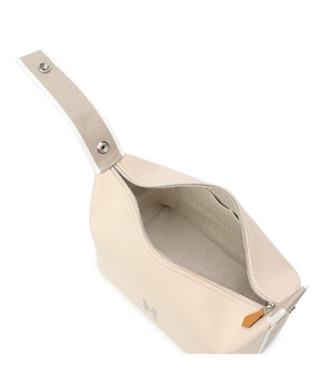 HERMES Бежевая тканевая косметичка, фото 4