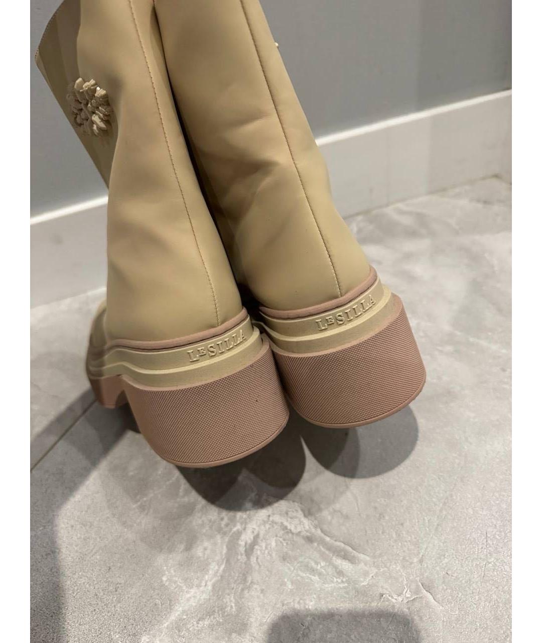 LE SILLA Бежевые кожаные сапоги, фото 4